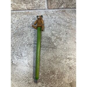 Cute Wooden Teddy Bear Pen Green Barrel Fun Novelty Writing Tool